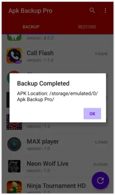 Apk Backup Pro android App screenshot 2