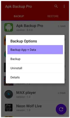 Apk Backup Pro android App screenshot 3